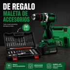 Kit Completo de Taladro y Atornillador Profesional + REGALO: 2 Baterías y Maletín con Accesorios